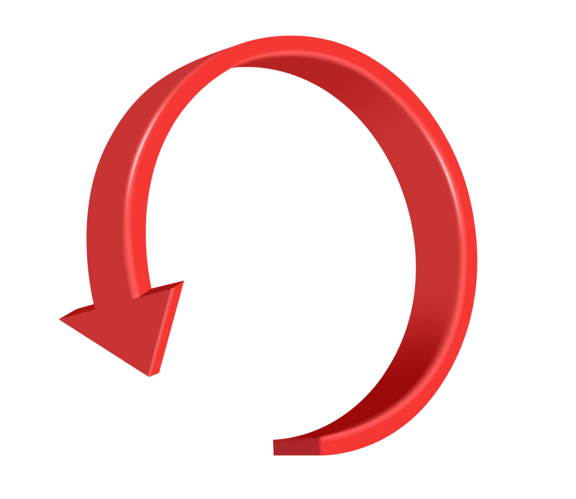 The red arrow revolves around itself on transparent background png