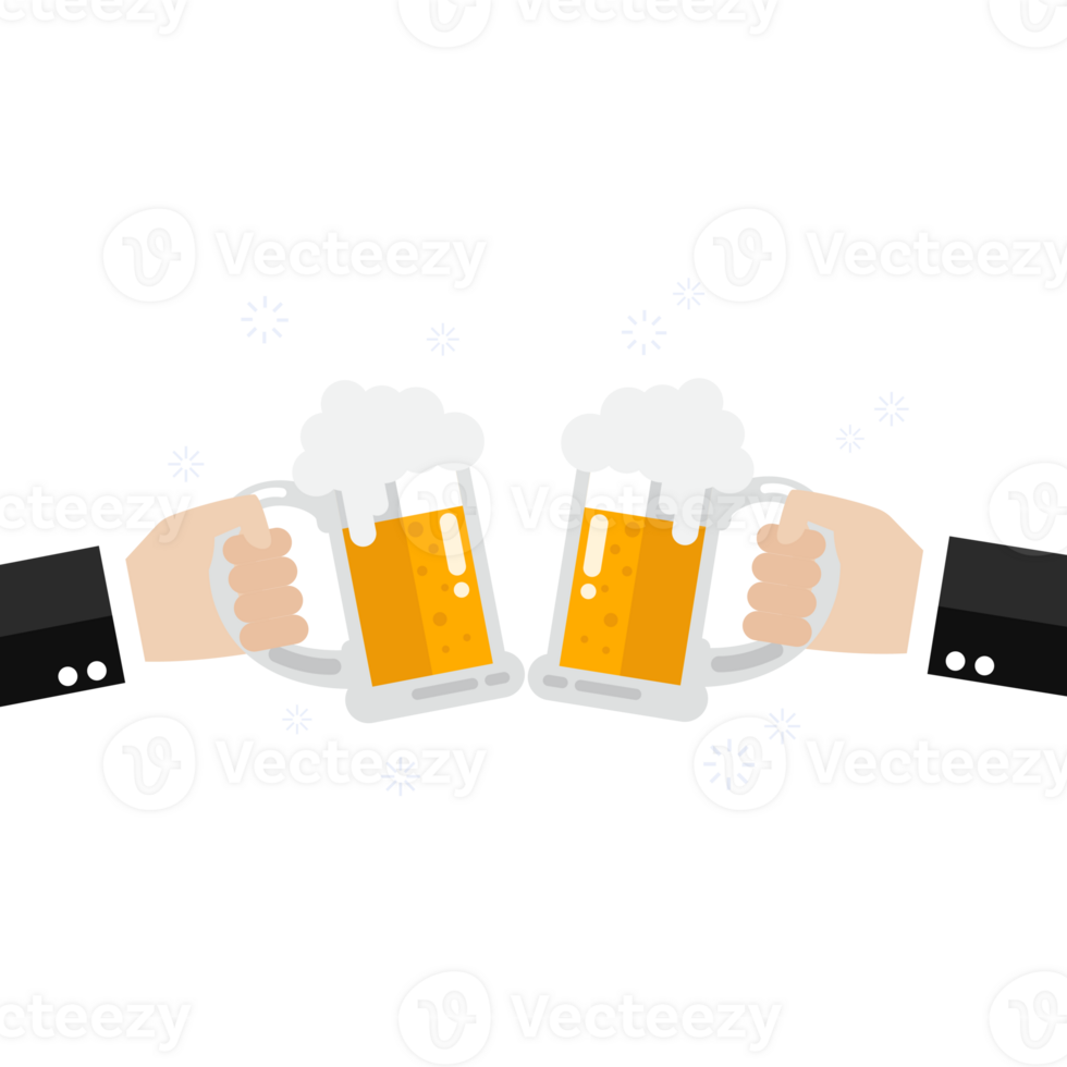 Toasting glasses of beer png