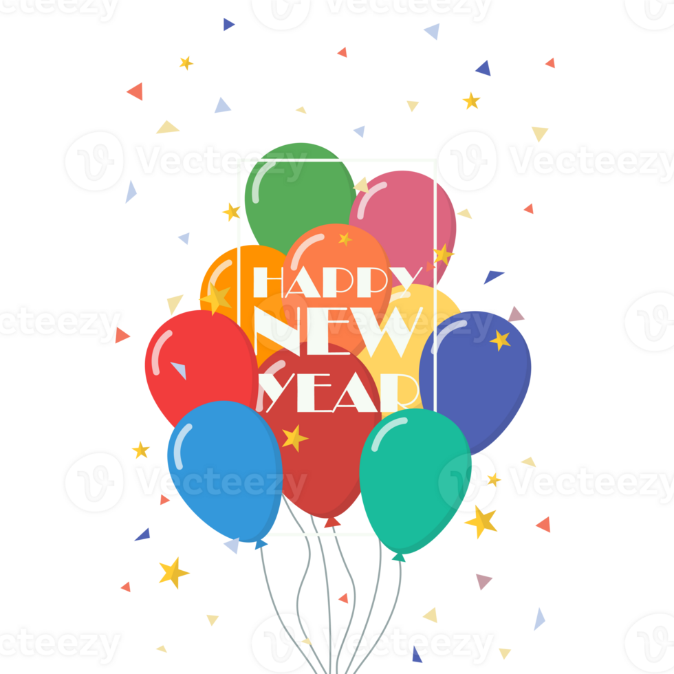 Happy new year with balloons png