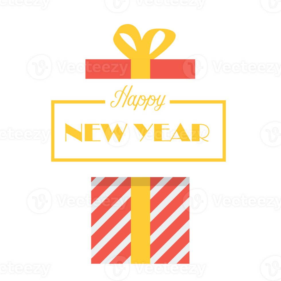 Happy new year with gift box png