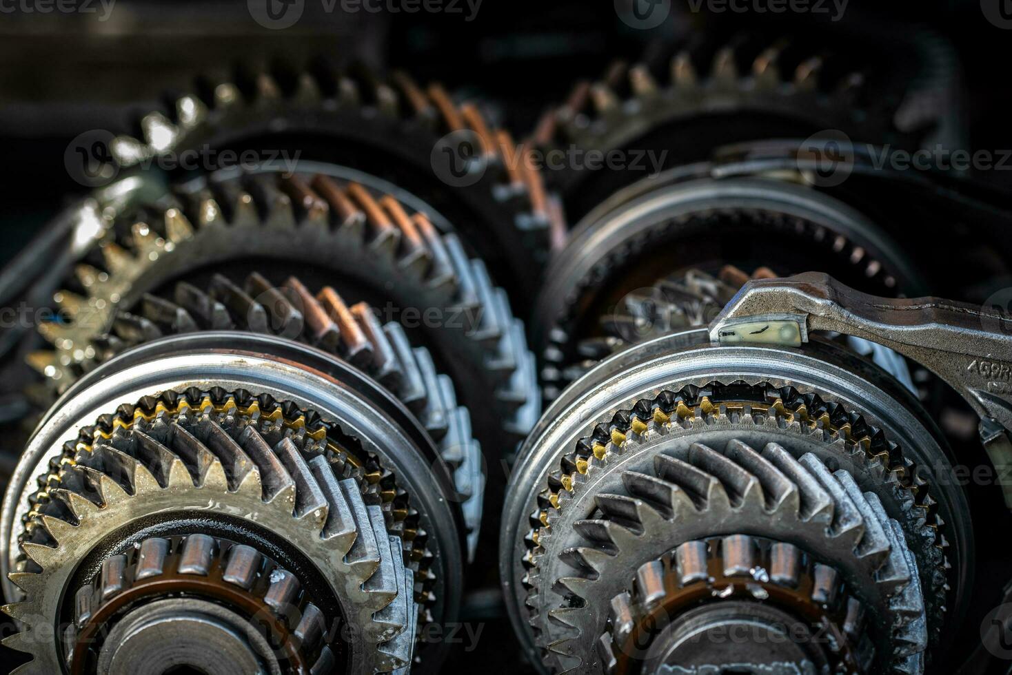 Car transmission, gearbox with visible gears and cogs, vehicle photo