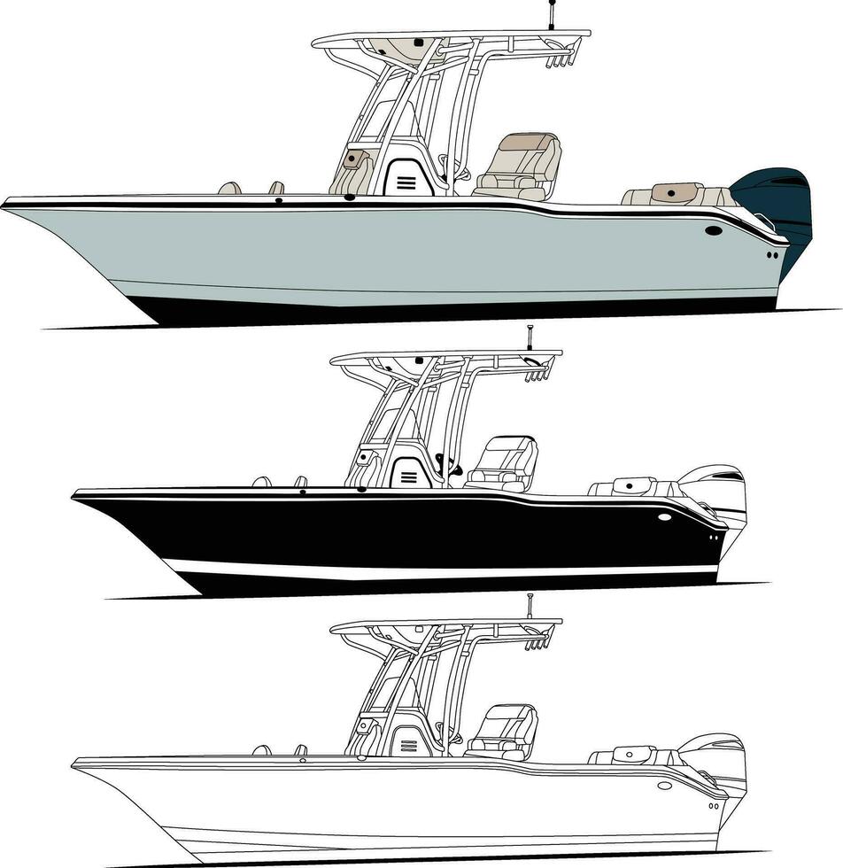 alto calidad pescar barco vector arte, cuales imprimible en varios materiales