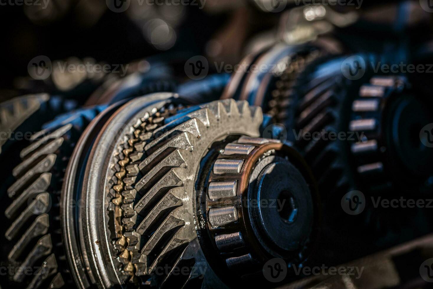 Car transmission, gearbox with visible gears and cogs, vehicle photo