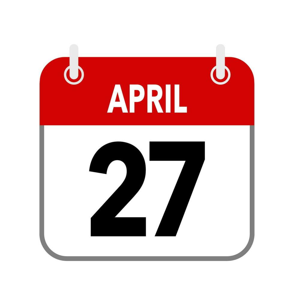 27 April, calendar date icon on white background. vector