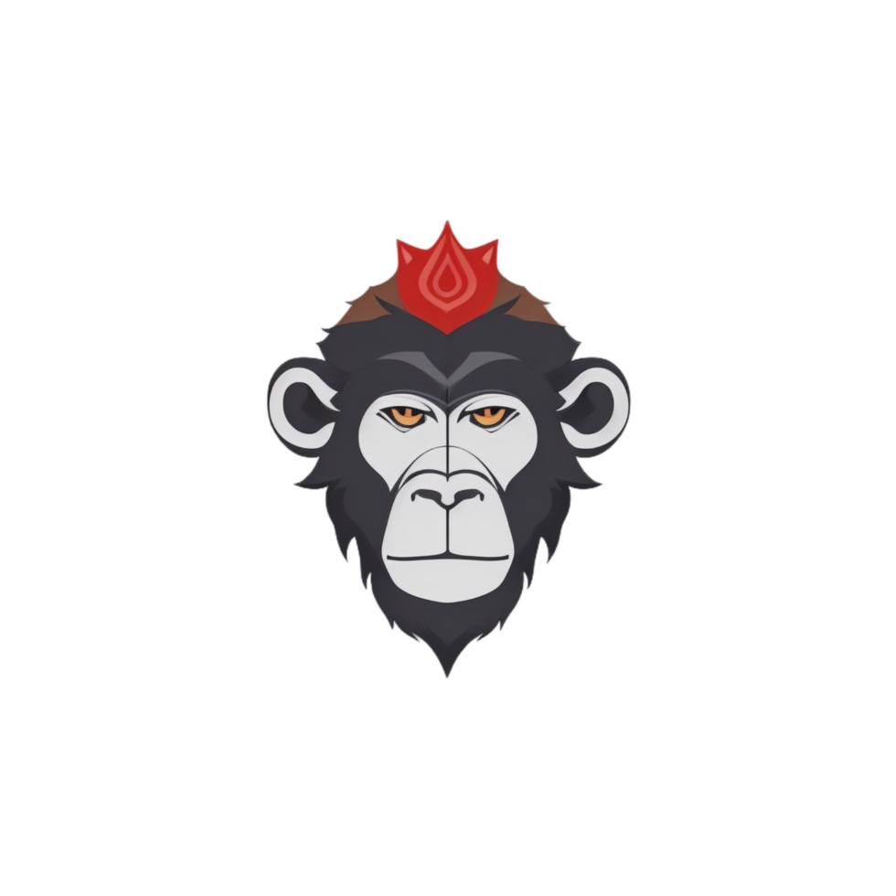 Monkey head logo illustration PNG transparent background ai generative