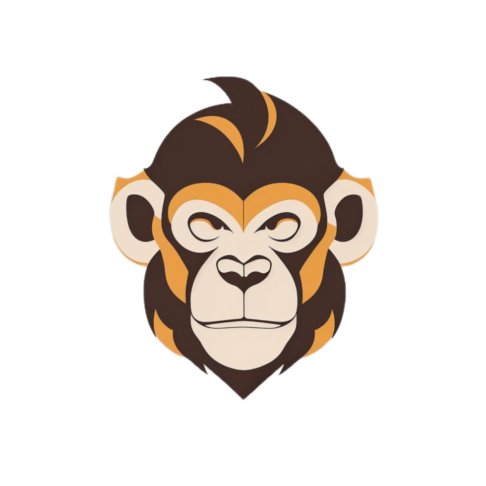 Monkey head logo illustration PNG transparent background ai generative