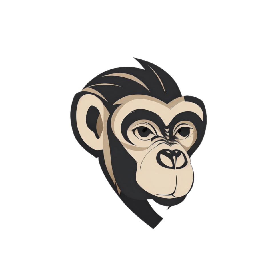 Monkey head logo illustration PNG transparent background ai generative