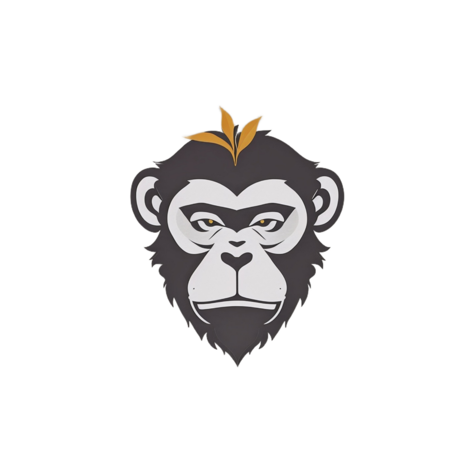 Monkey head logo illustration PNG transparent background ai generative