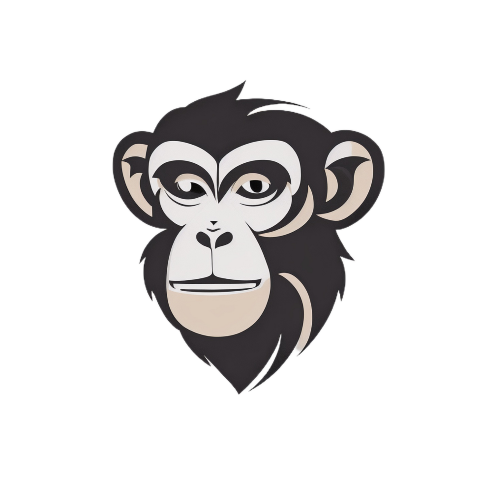 Monkey head logo illustration PNG transparent background ai generative