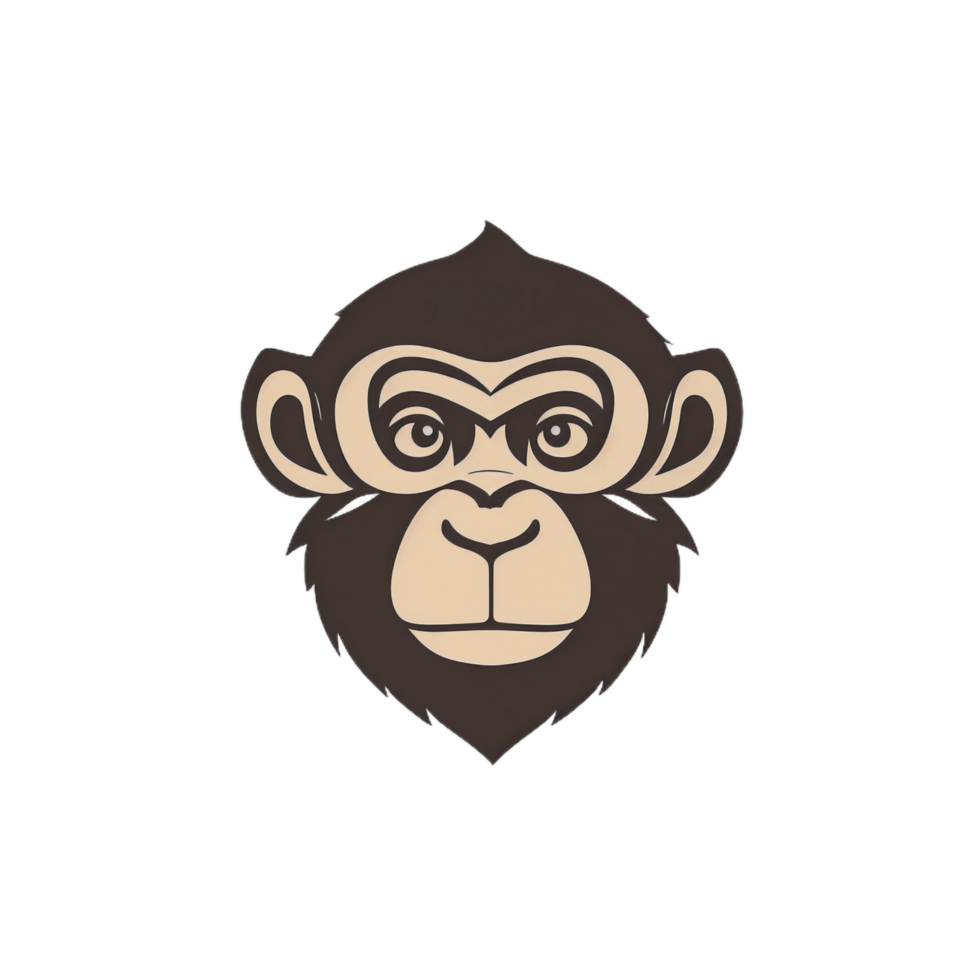 Monkey head logo illustration PNG transparent background ai generative