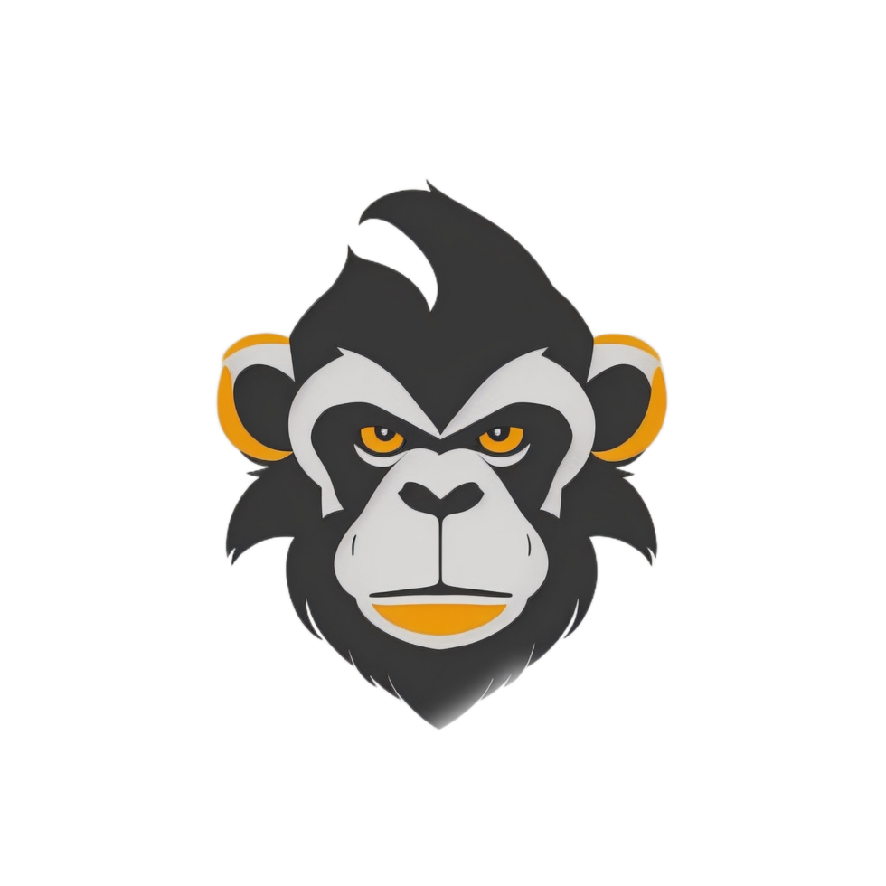 Monkey head logo illustration PNG transparent background ai generative