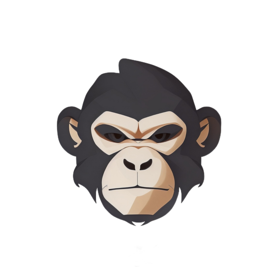 Monkey head logo illustration PNG transparent background ai generative