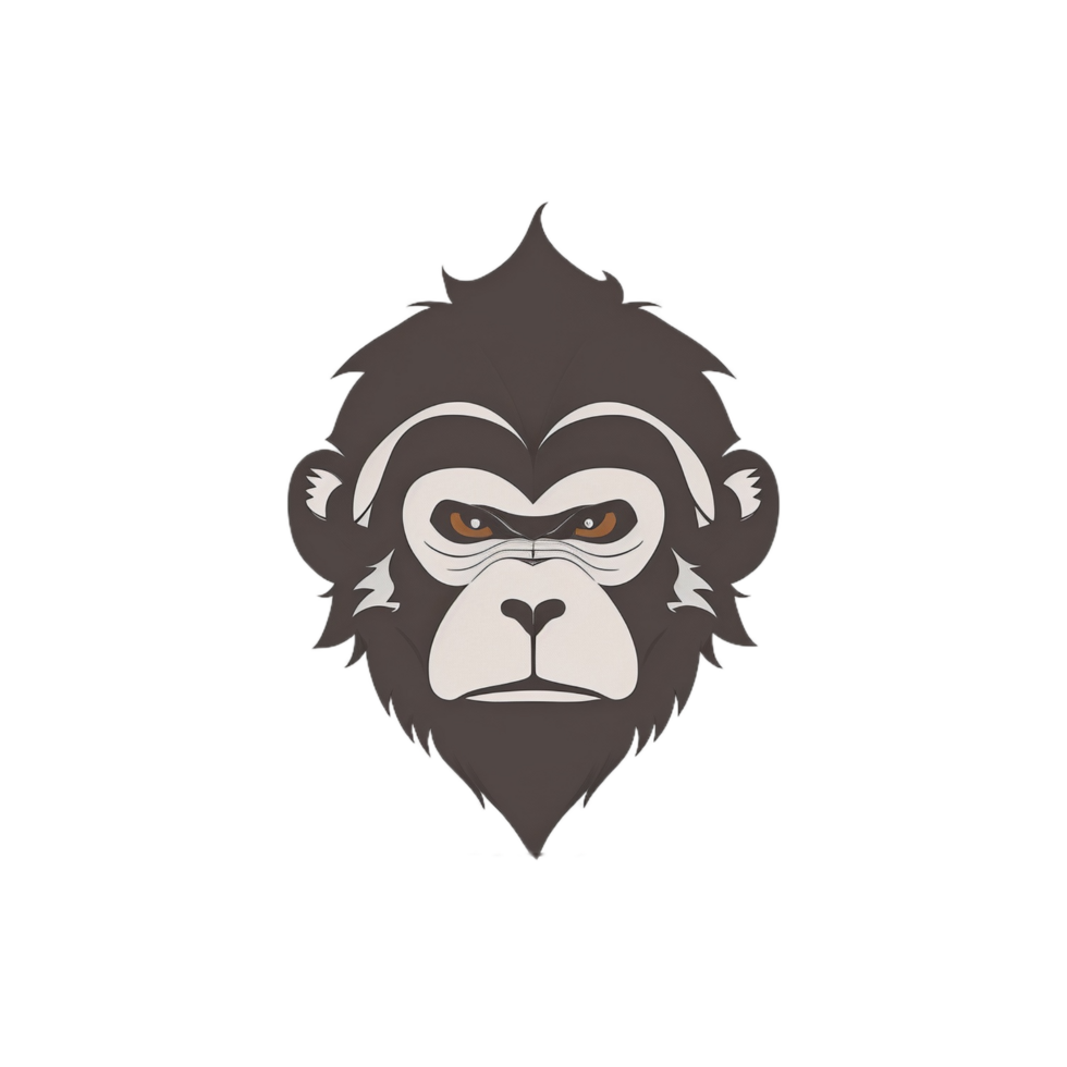 Monkey head logo illustration PNG transparent background ai generative