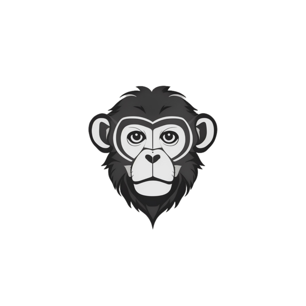 Monkey head logo illustration PNG transparent background ai generative