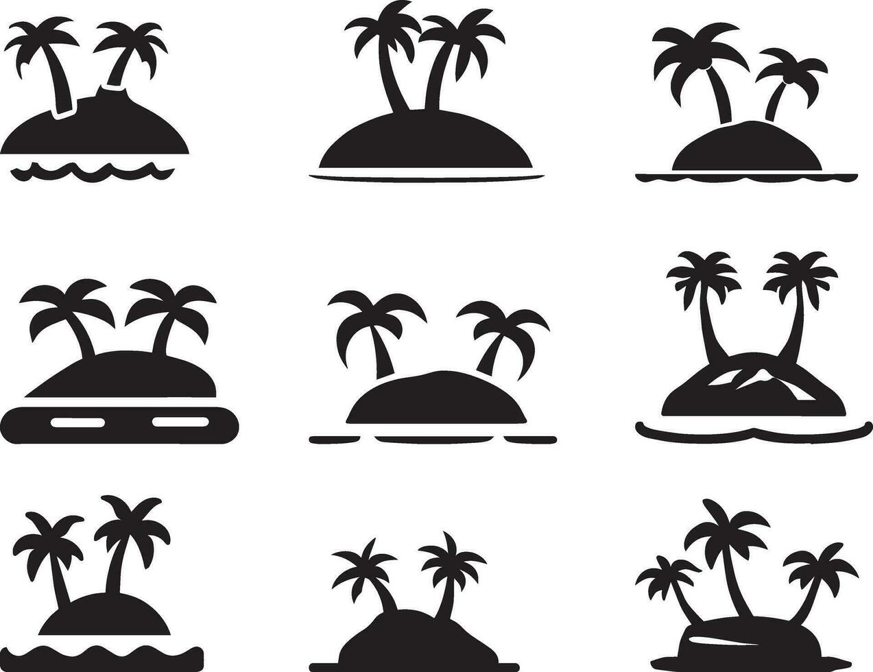 Island icon vector illustration black color set of group