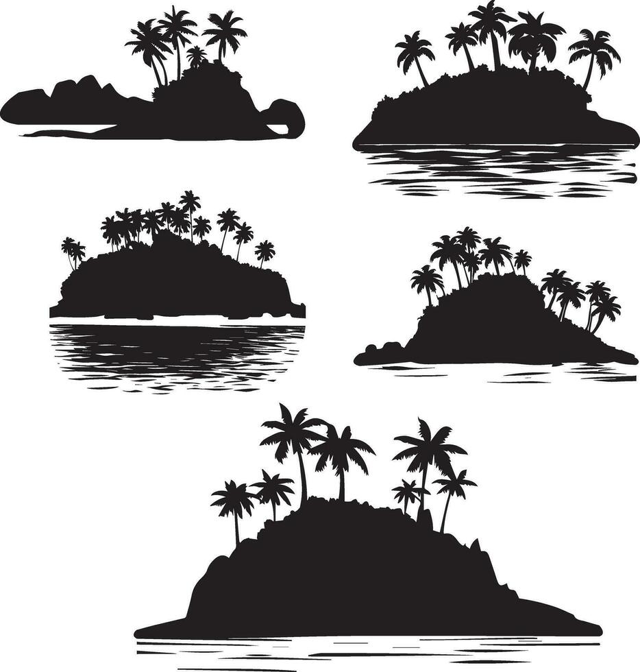 Island icon vector illustration black color set of group