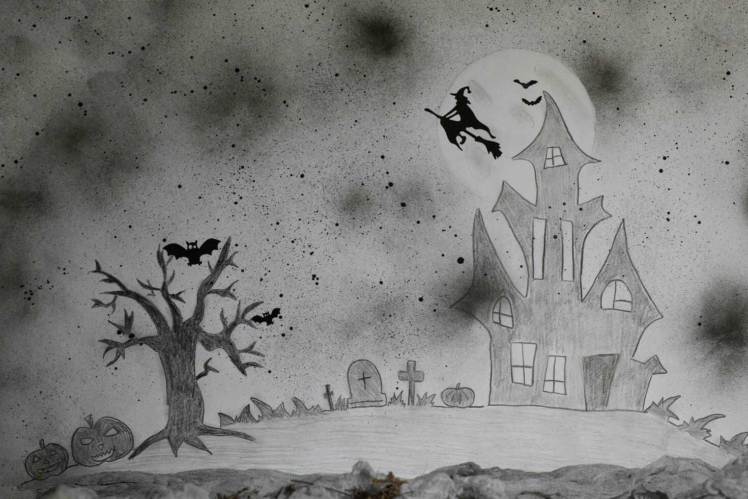 Scary Halloween background. Painted picture. photo