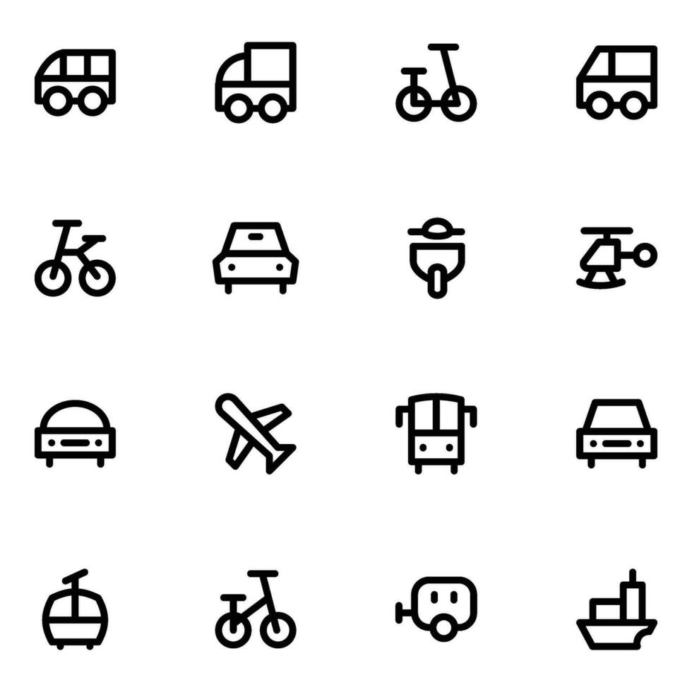 Set of Transport Bold Outline Icons vector