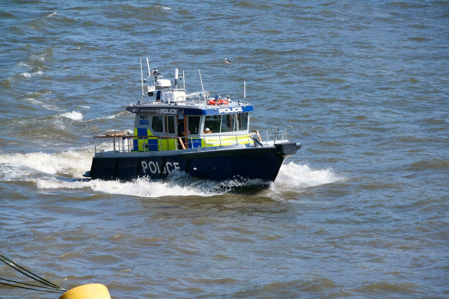 Best View of Boat over River Thames Waters at London Bridge, Capital City of England Great Britain. The Image Was Captured June 4th, 2023 photo