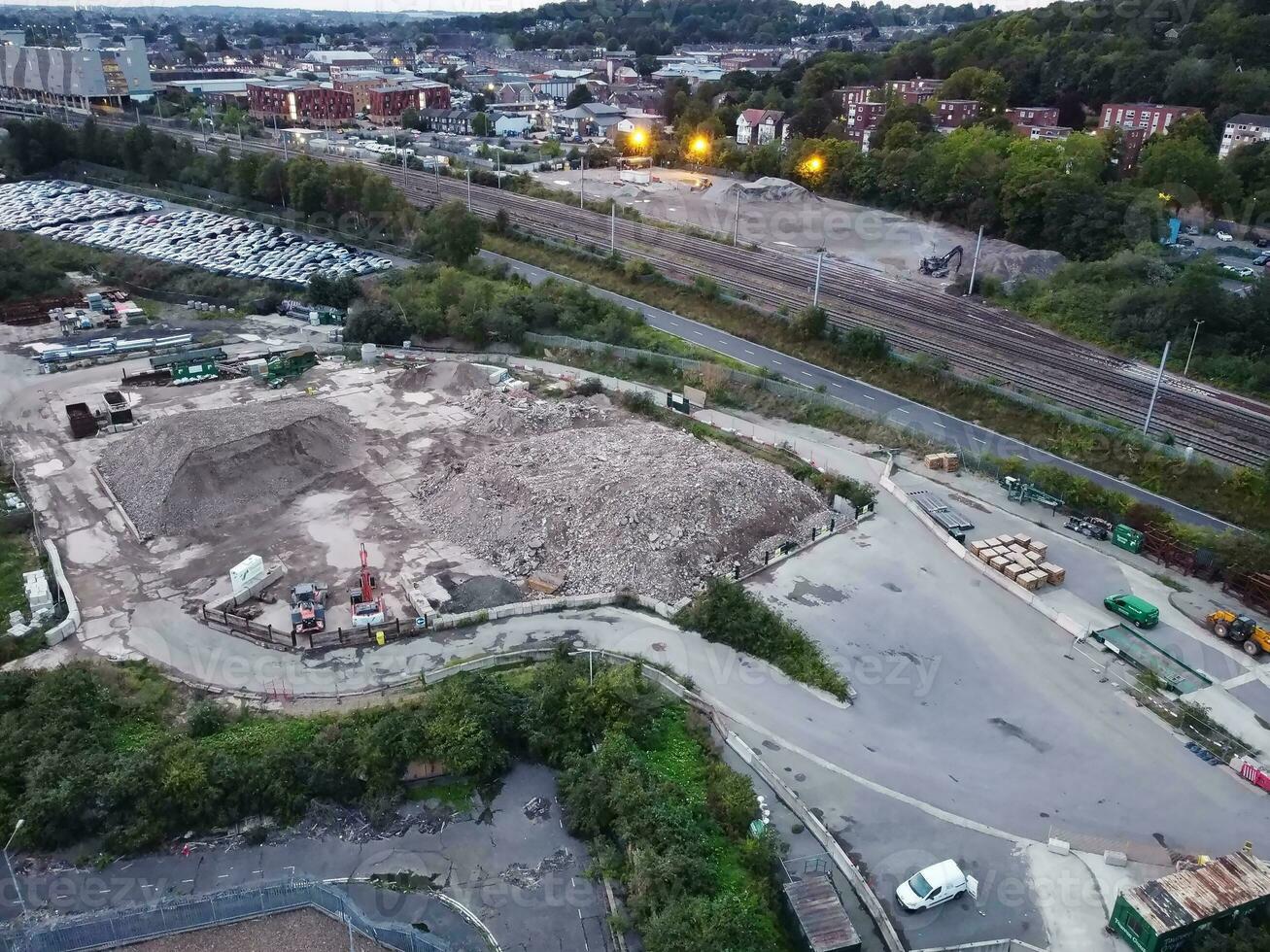 Aerial View of Illuminated Luton City of England UK after Sunset During Night of Summer. Image Was Captured with Drone's Camera on Sep 1st, 2023 photo