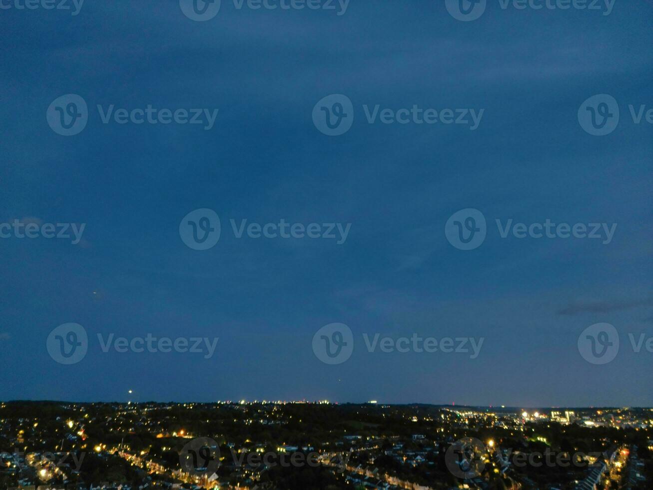 Aerial View of Illuminated Residential District of Luton City of England photo