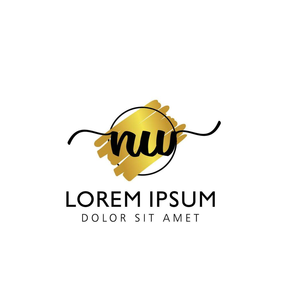 NW Initial Handwriting gold Brush Template Design vector