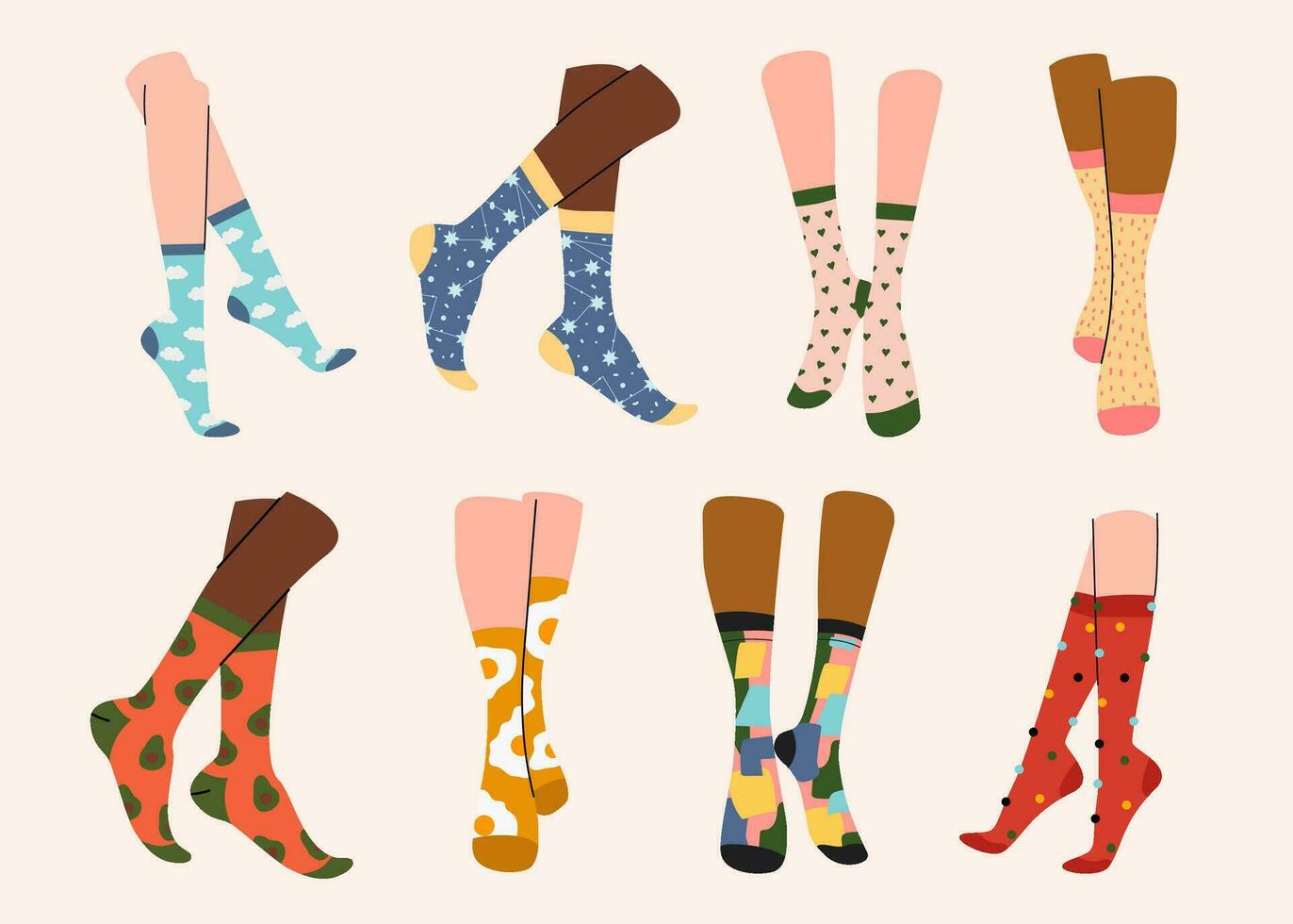 Set of Legs in Socks vector