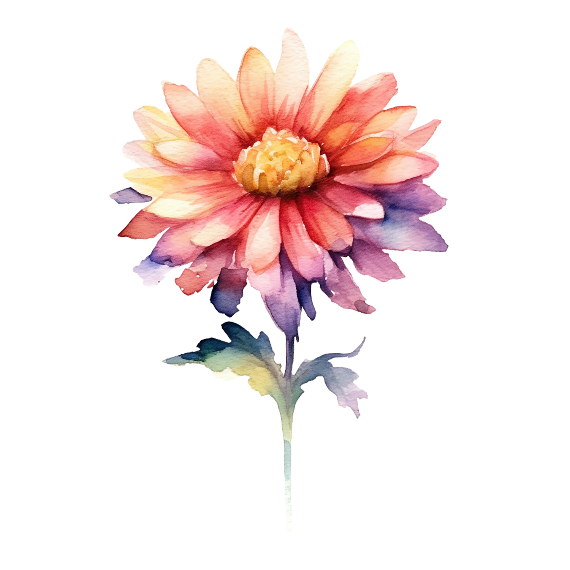 Single flower png colorful watercolor flowers transparent background