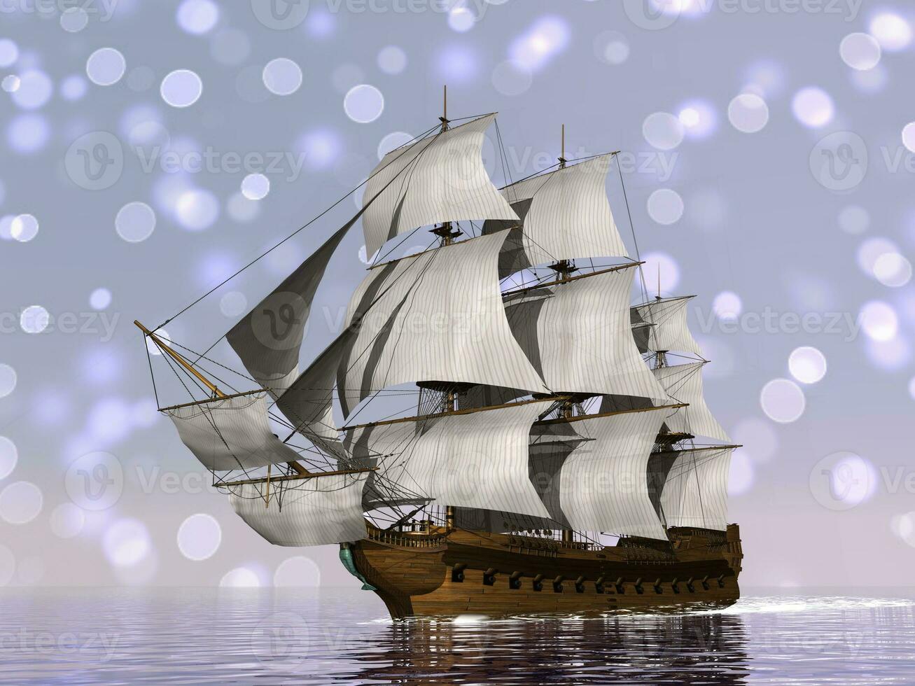 Old merchant ship - 3D render photo