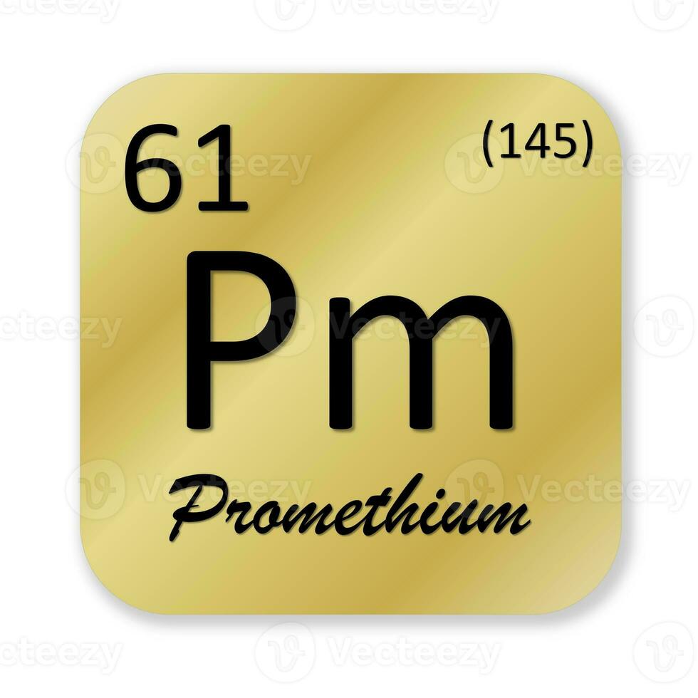 Promethium element isolated in white background photo