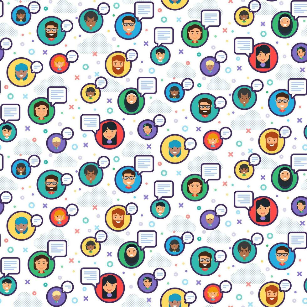 Diverse Community Icons Seamless Pattern vector