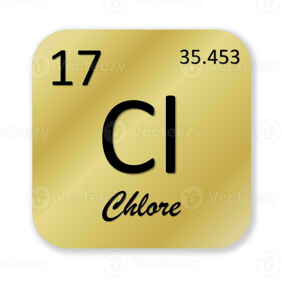 Chlorine element, french chlore isolated in white background photo