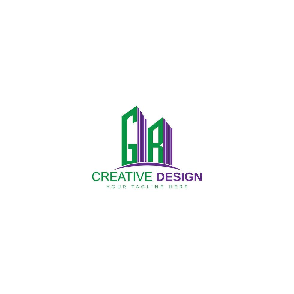 Alphabet GR, RG, G, R letter building logo design template vector illustration.