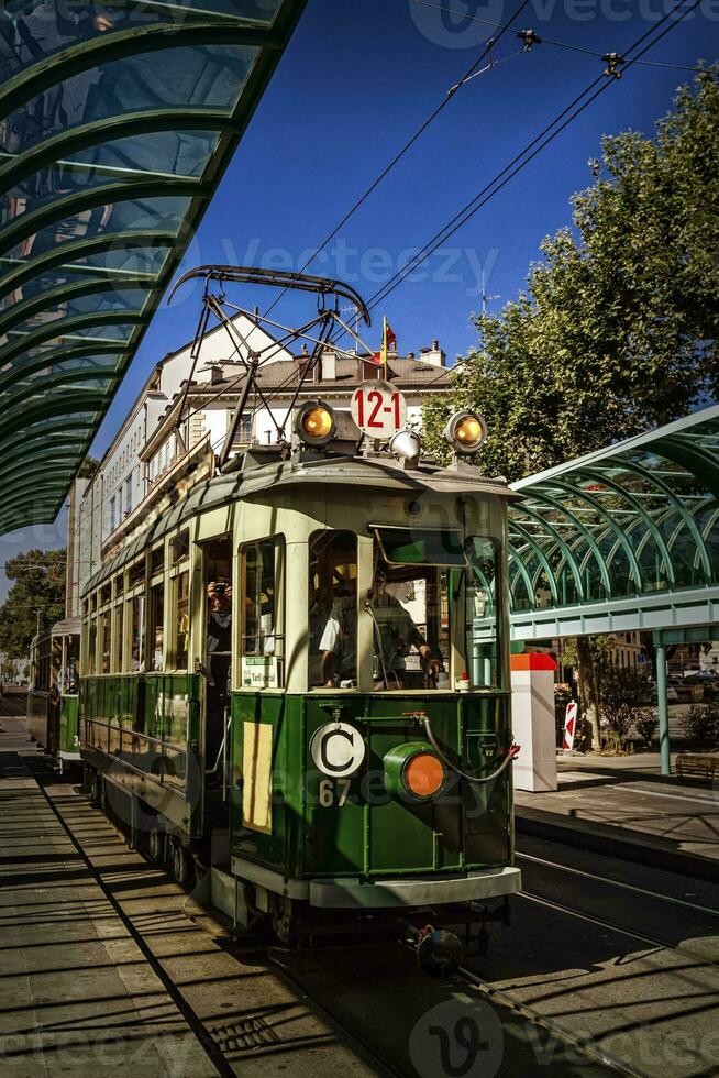 Touristic and historic tramway, Geneva, Switzerland photo