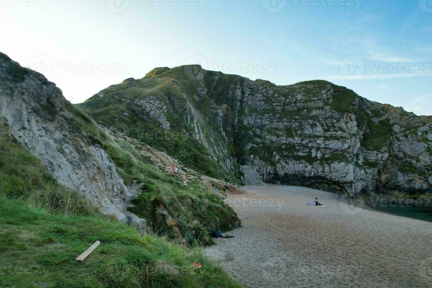 Best Aerial Footage of People are Enjoying Boat Ride at Gorgeous British Tourist Attraction and Ocean Sea View of Durdle Door Beach of England UK. Captured with Drone's Camera on September 9th, 2023 photo