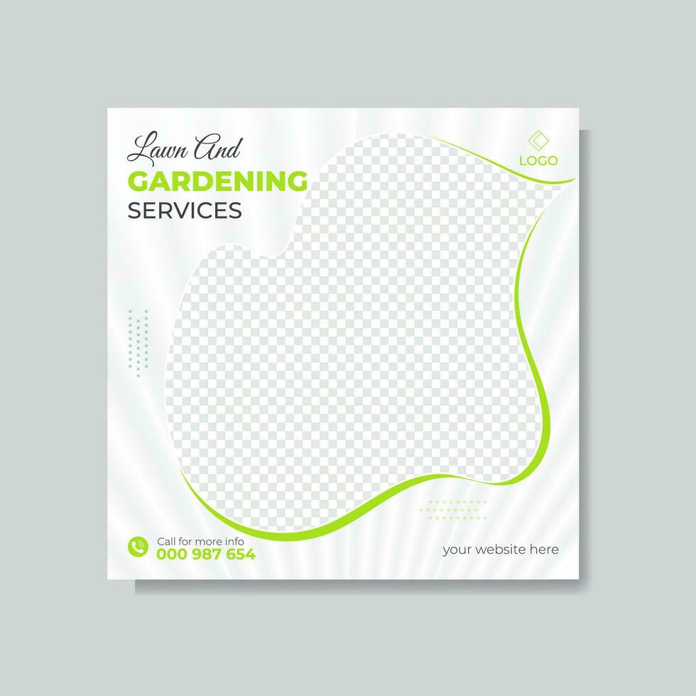Gardening social media post design template. vector