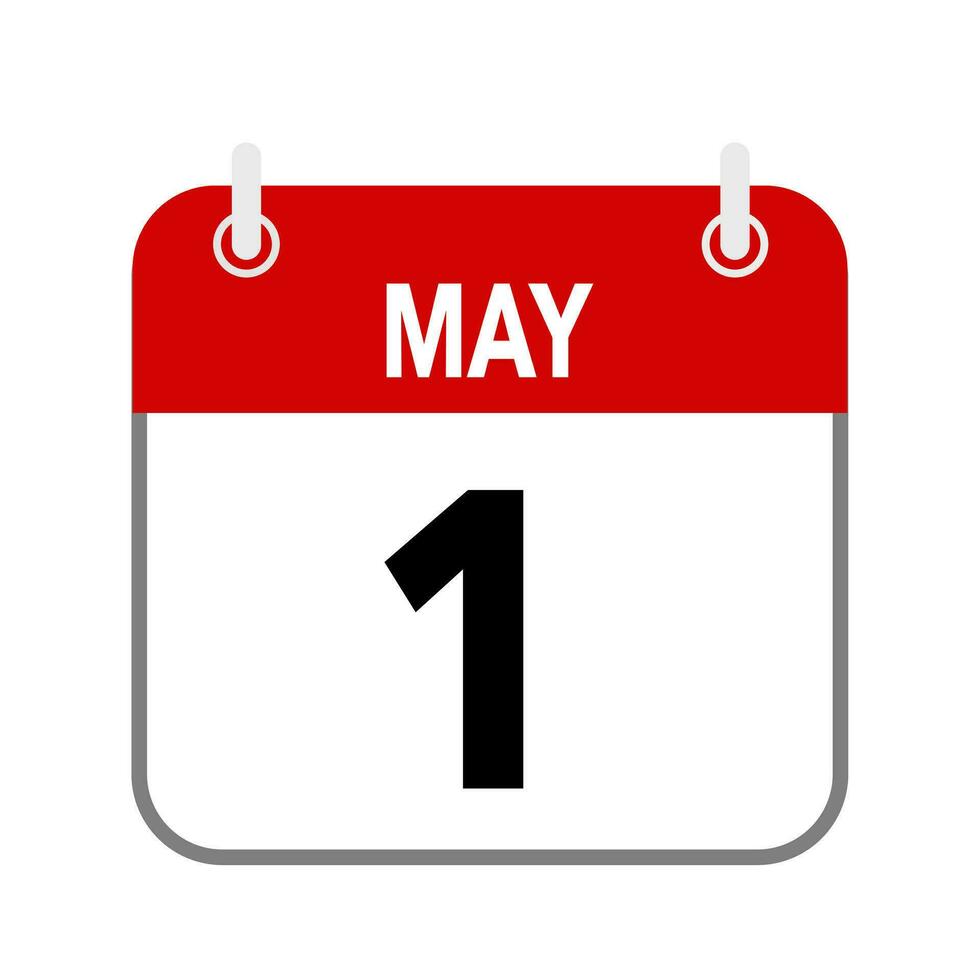 1 May, calendar date icon on white background. vector