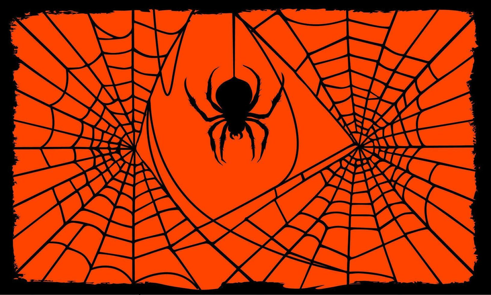 antecedentes con siluetas de araña redondo negro web y enmarcado araña. vector