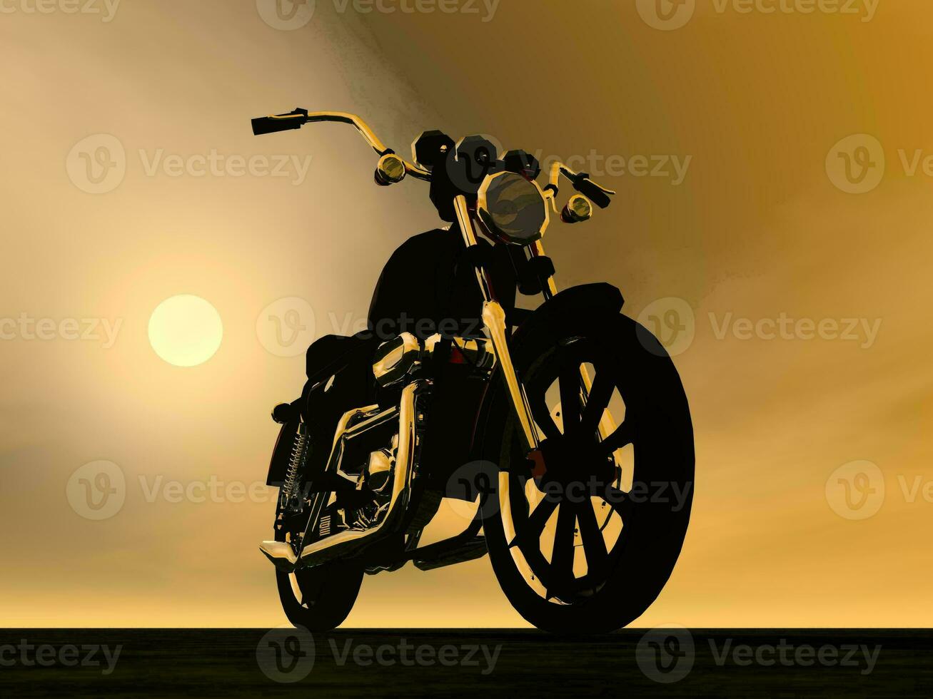 Motobike sunset - 3D render photo