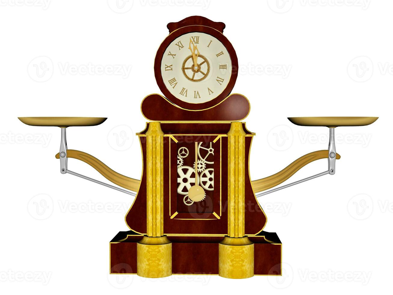 Vintage clockBirdsong isolated in white background - 3D render photo