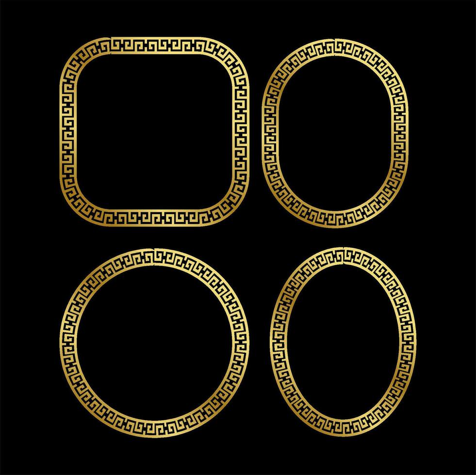 Frame Gold Ornament Shield Set vector