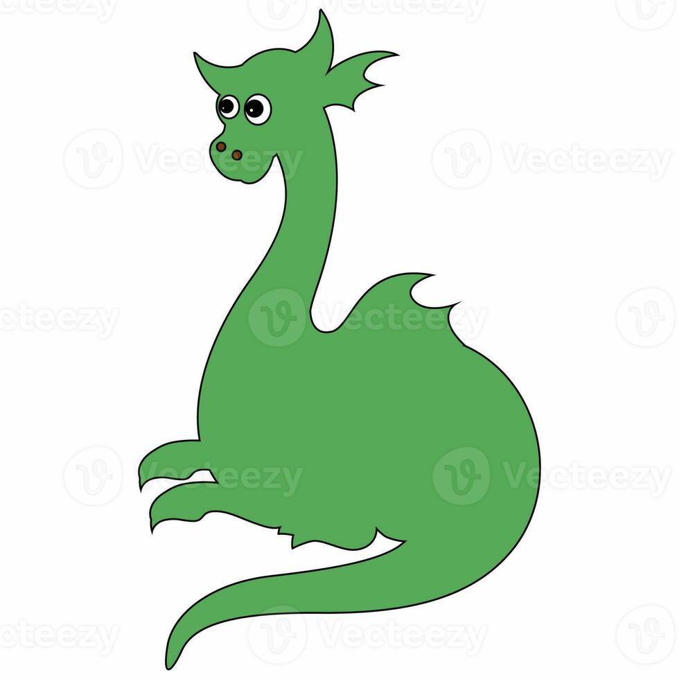 Green cartoon dragon for decoration and design. photo