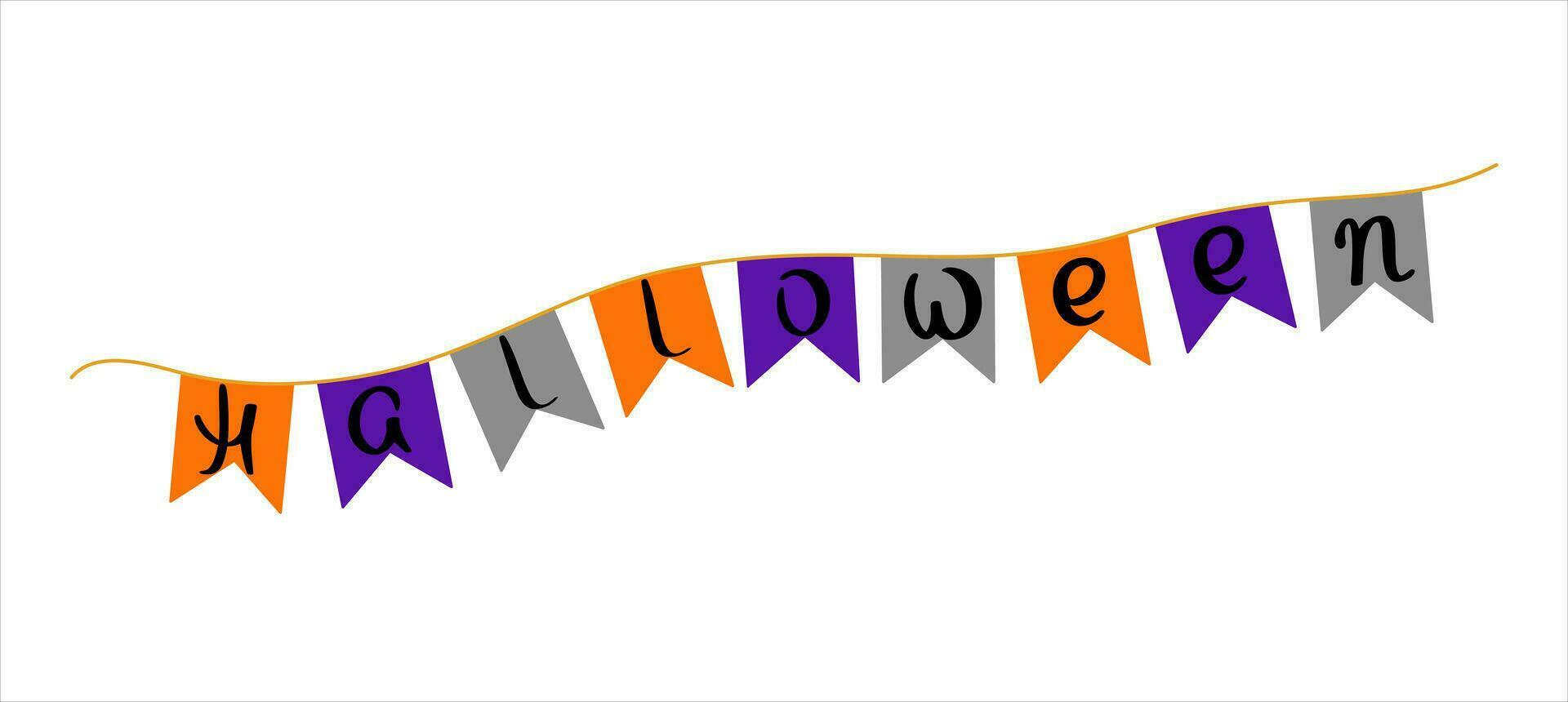 Autumn Halloween spooky holiday bunting decorative design element, festive decor vector illustration for seasonal fall traditional events, kids parties
