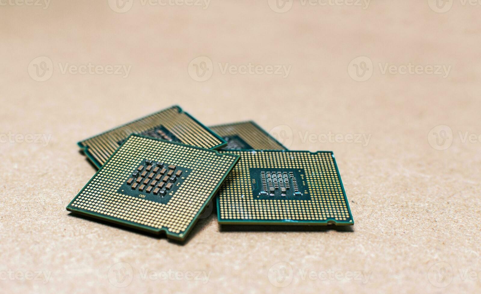 Isolated computer microprocessors, various computer processors on isolated background, concept of computer processors on isolated background photo