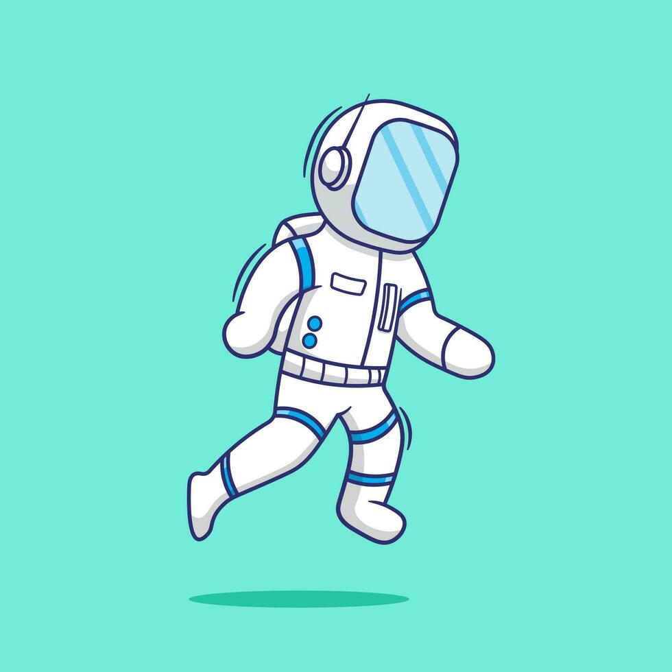 plano diseño flotante astronauta dibujos animados vector ilustración icono mascota. futurista tecnología concepto