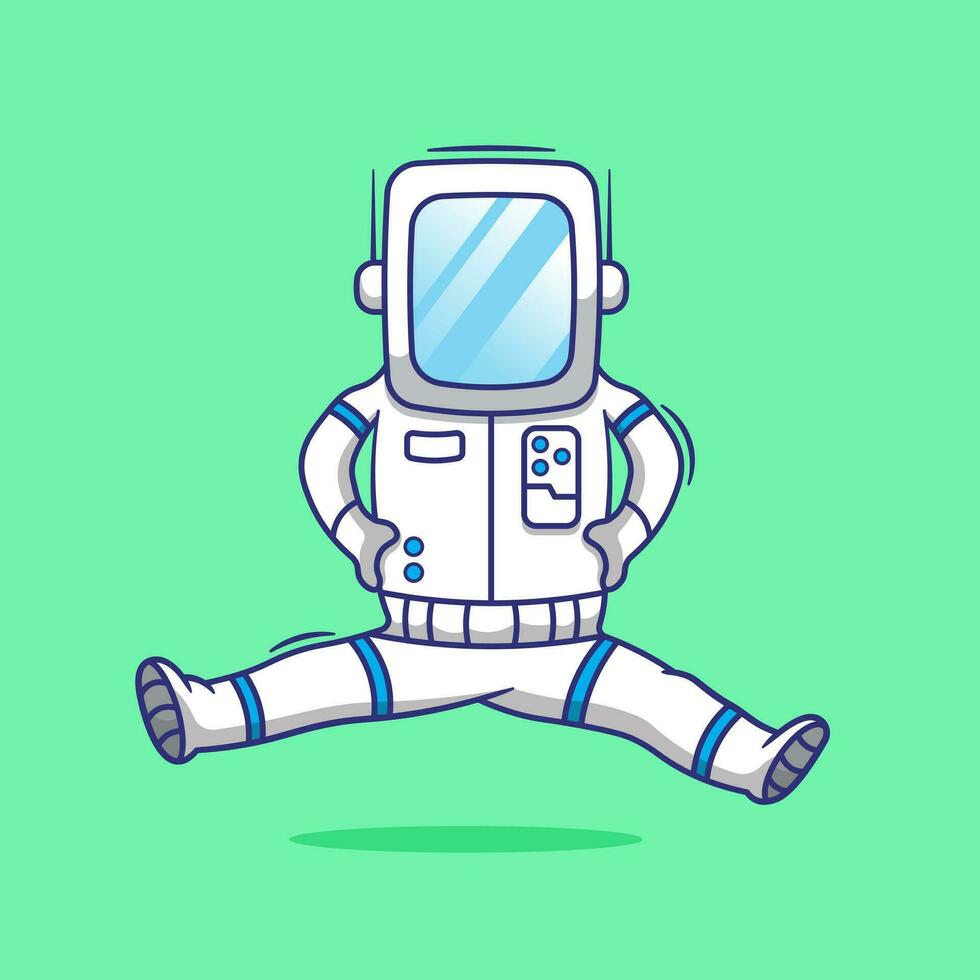 plano vector flotante astronauta dibujos animados logo mascota ilustración. futurista tecnología concepto