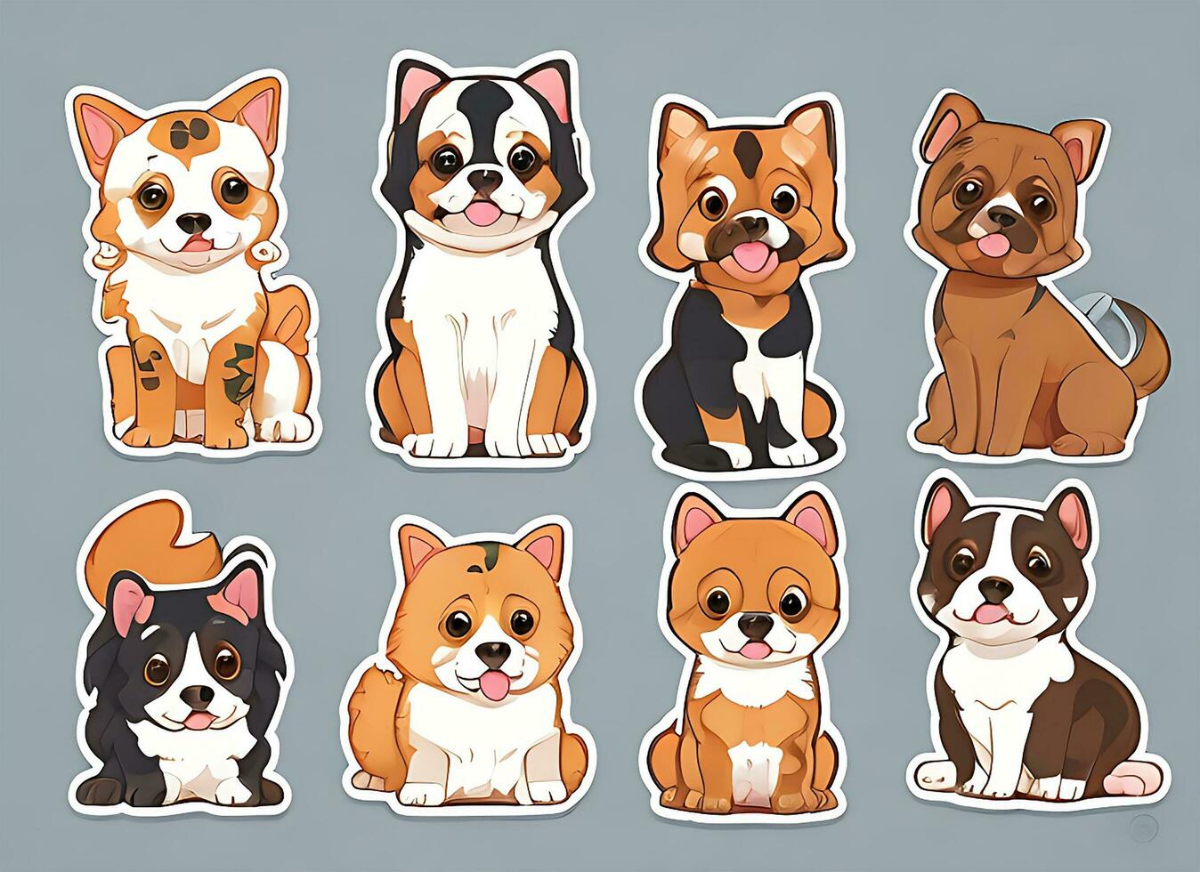 Multiple Cute dog themed vector stickers. dog photo