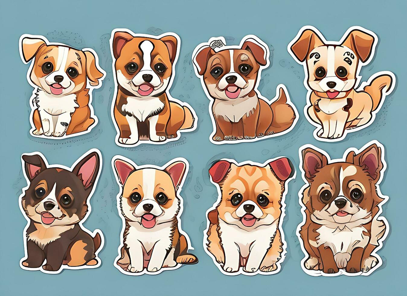Multiple Cute dog themed vector stickers. dog photo