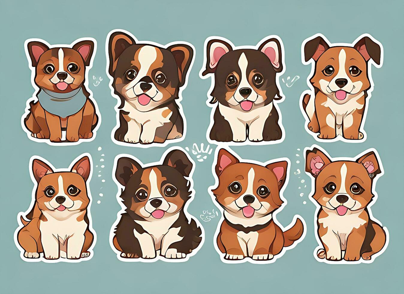 Multiple Cute dog themed vector stickers. dog photo