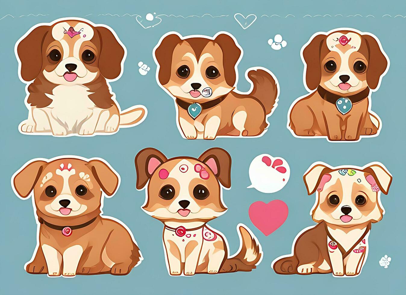 Multiple Cute dog themed vector stickers. dog photo